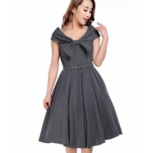 Gray retro dress with knot